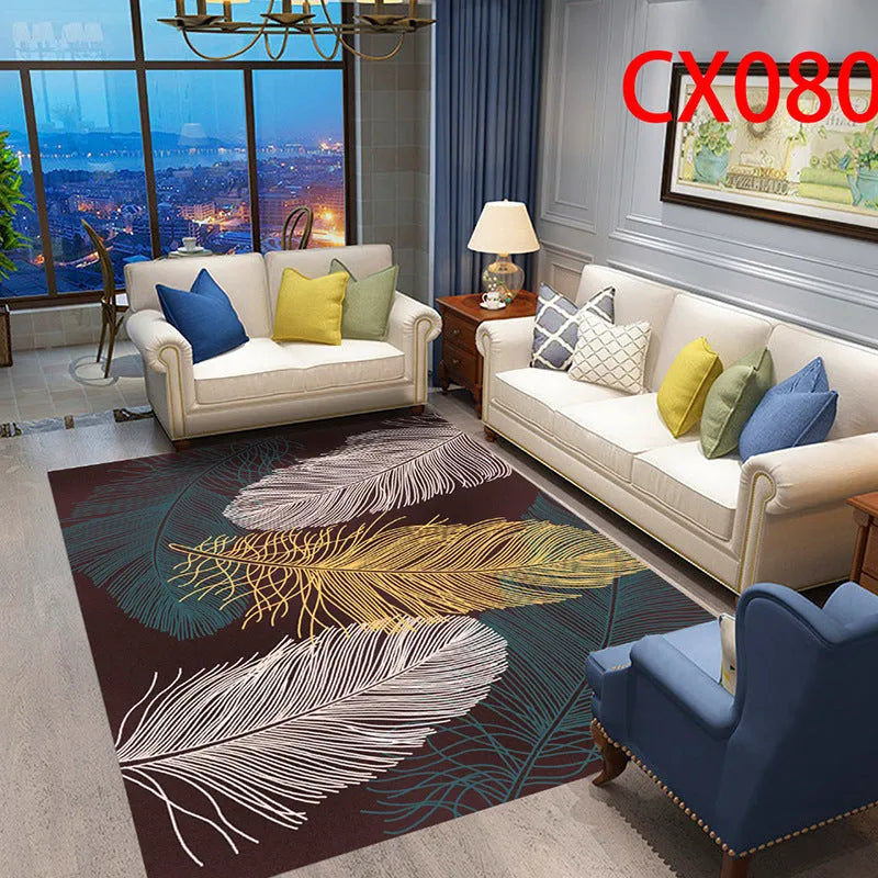 Modern minimalist geometric abstract machine woven crystal velvet polyester fibre rectangle carpet in multiple colours and sizes