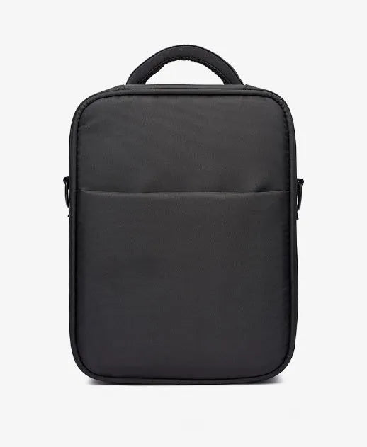 Black Oxford fabric men's messenger shoulder bag showing front view with dimensions 24cm wide by 31cm high.