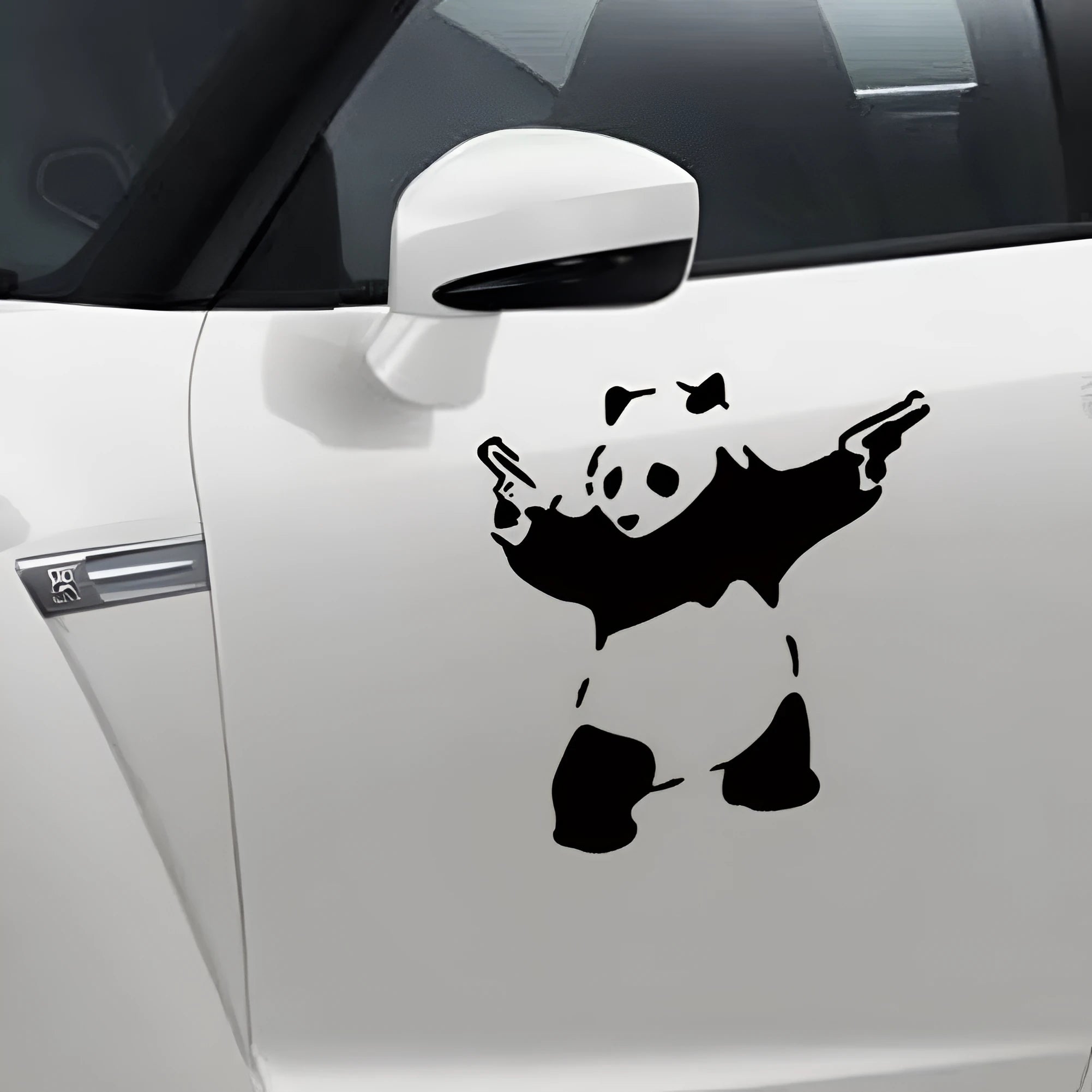 Black reflective panda outdoor sports car sticker 10x10cm PET material