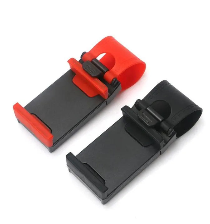 Black steering wheel phone holder clip mount for car navigation