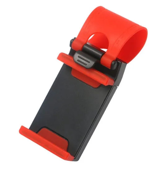 Black car steering wheel clip phone mount holder for iPhone and Android devices