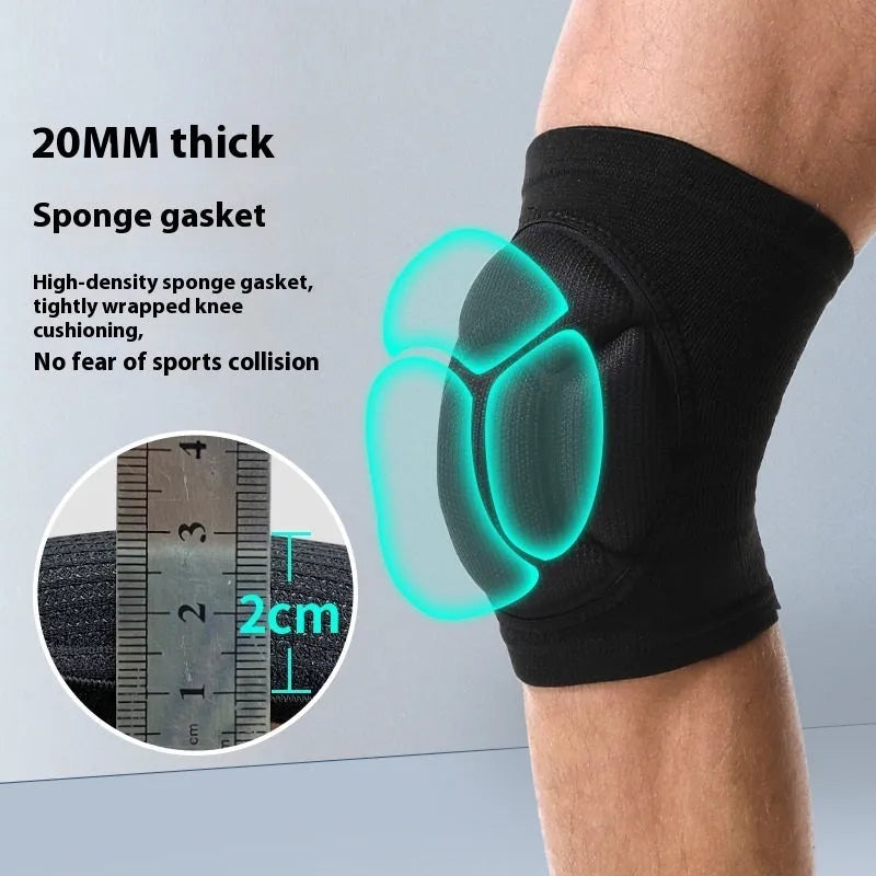 Thick sponge kneepad protection for volleyball dance hiking sports in black and blue colours