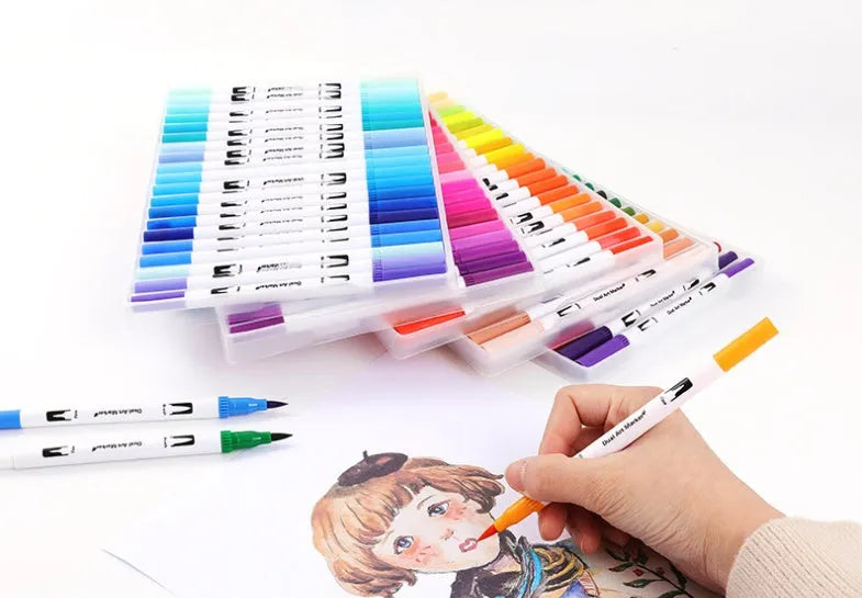 Watercolour pen set with multiple colour options for painting and drawing