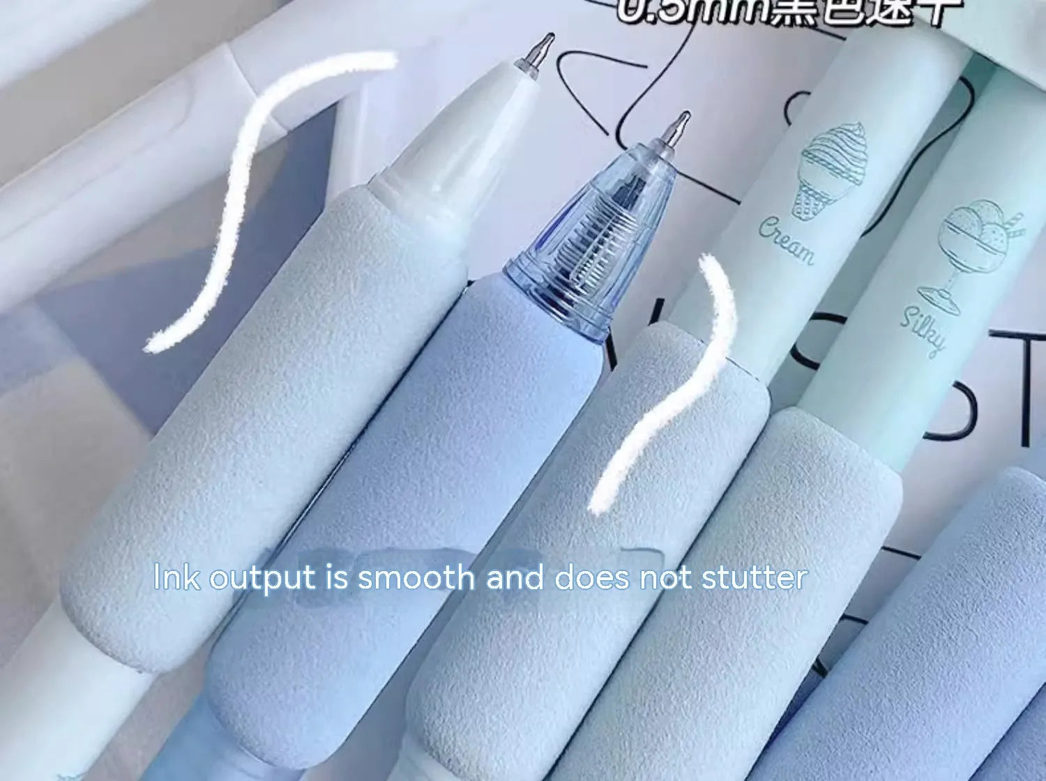 Four double-headed fluorescent pens with 05mm tips for student calligraphy practice