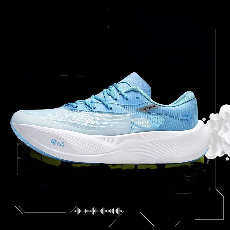 Low-top carbon plate racing sneakers in multiple colours on a natural rubber sole.