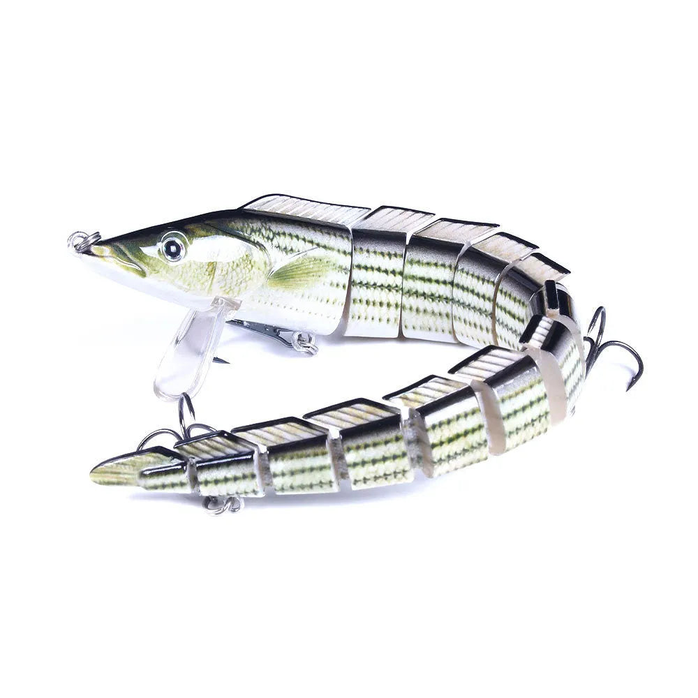 Multi-section simulated loach fishing lure, 23cm long, shown in one of five colour options.
