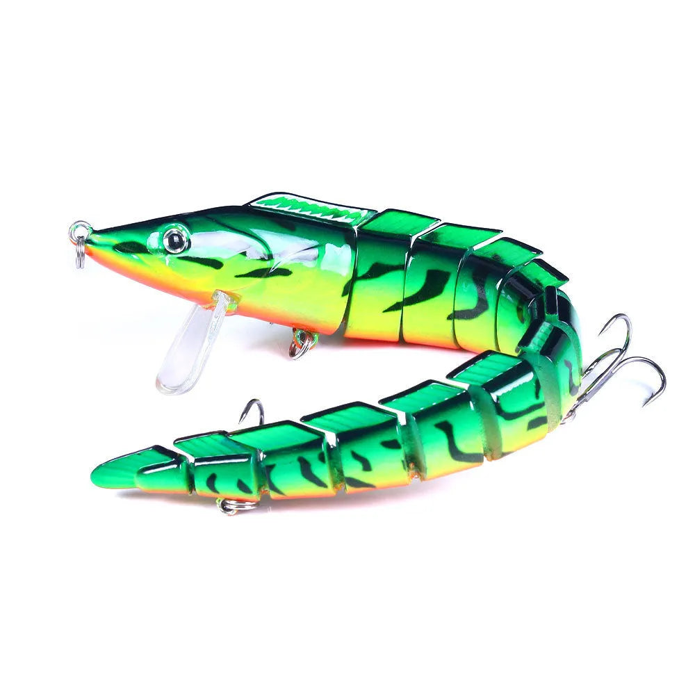 Multi-section simulated loach fishing lure, 23cm long, shown in one of five colour options.