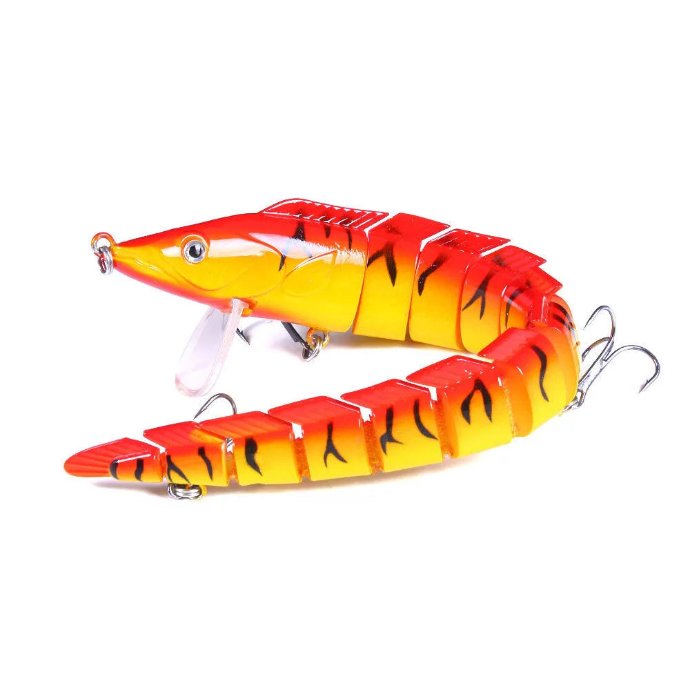 Multi-section simulated loach fishing lure, 23cm long, shown in one of five colour options.