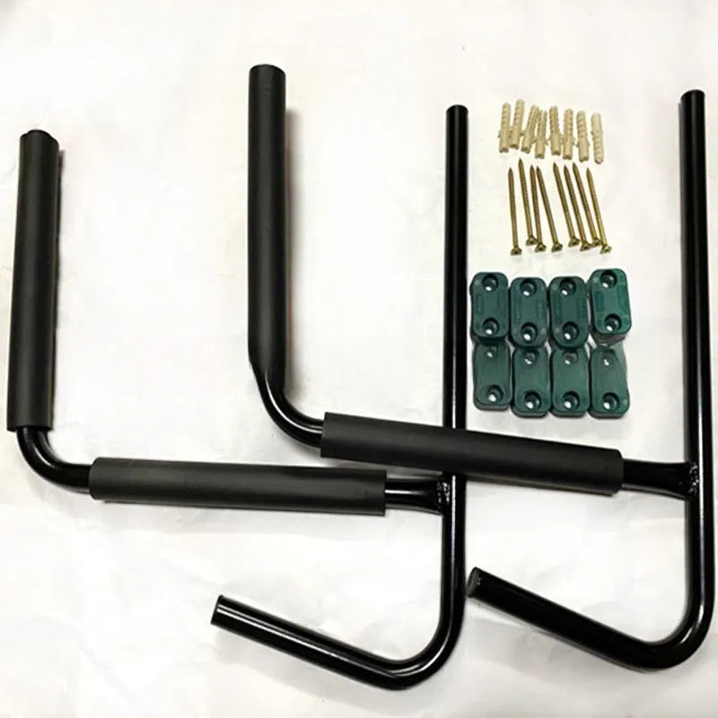 Carbon steel kayak wall hanger rack for vertical storage of boards and kayaks
