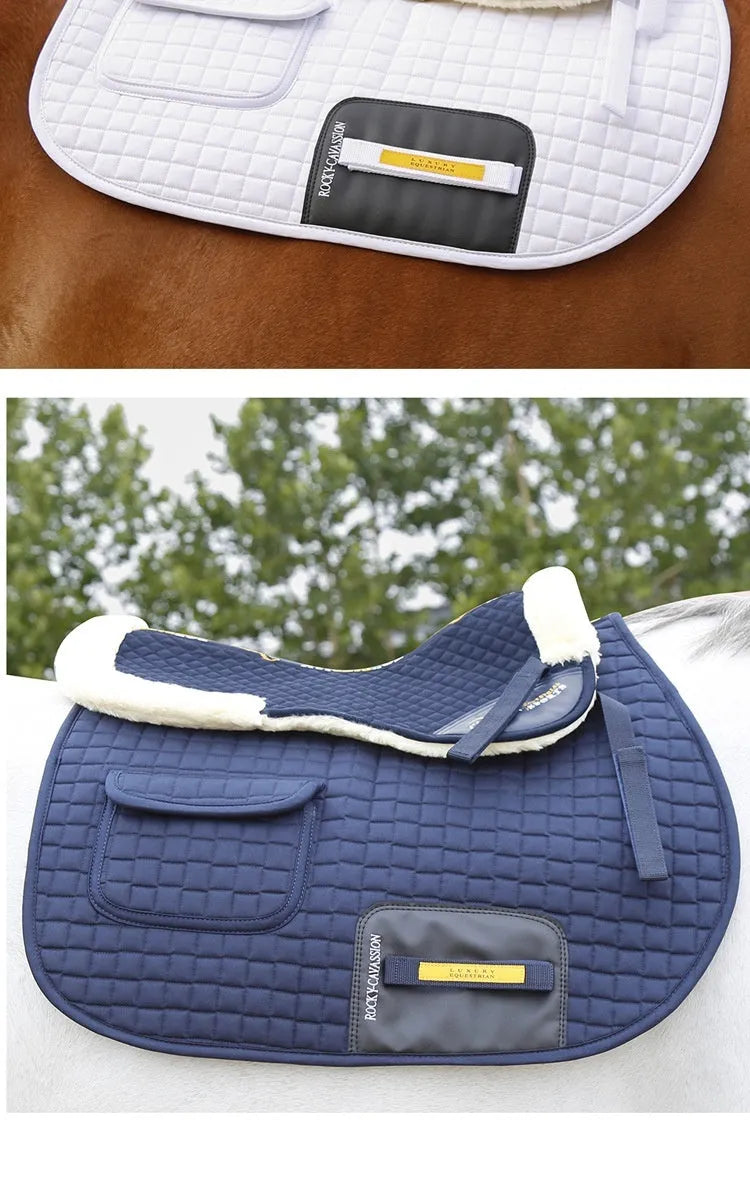 Riding shock absorption wool saddle pad for equestrian and cycling with waist protection