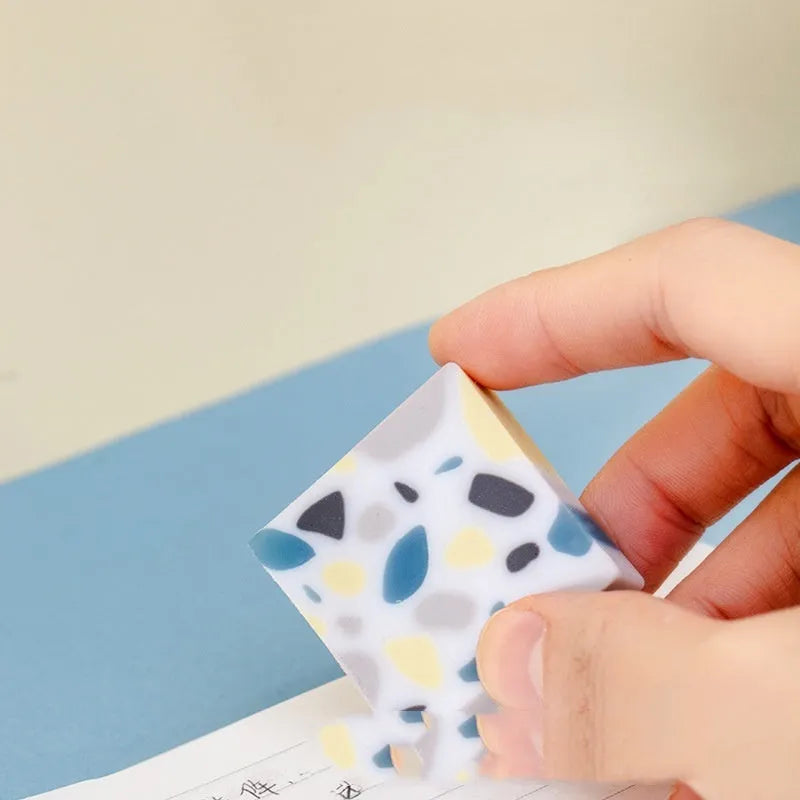 Brick-shaped natural rubber eraser with super clean traceless formula for students