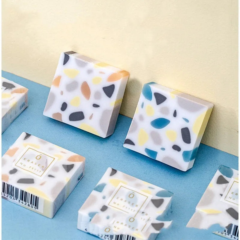 Brick-shaped natural rubber eraser with super clean traceless formula for students