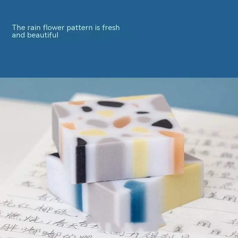 Brick-shaped natural rubber eraser with super clean traceless formula for students