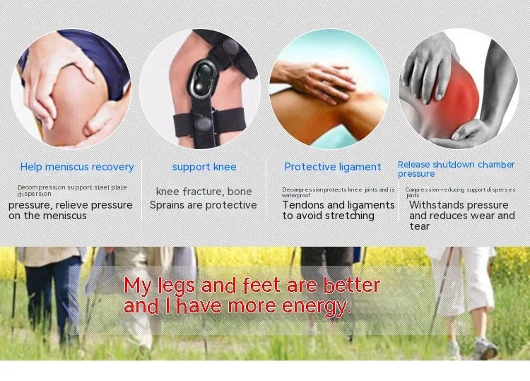 Black hinged knee brace for anterior ligament support, shown with left and right size tags.