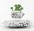 Levitating plant pot marble colour floating with magnetic levitation base