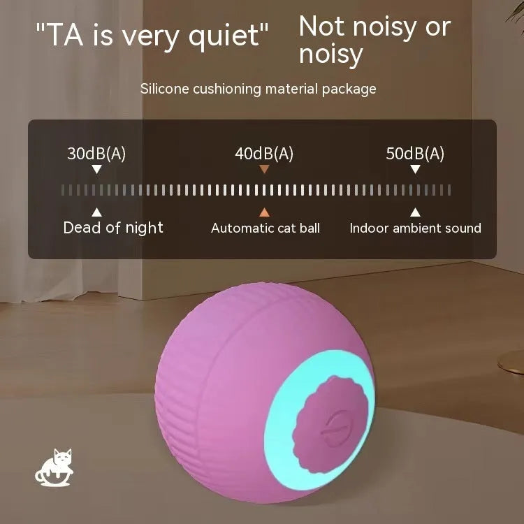 Blue silicone gravity rolling cat teasing ball on a floor