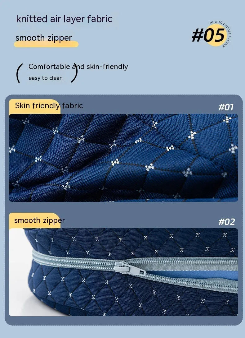 Heart-shaped dark blue memory foam leg pillow for adult knee support