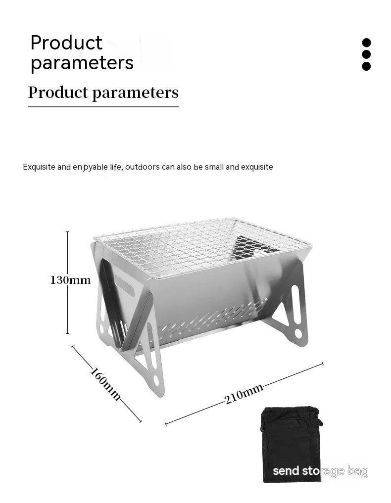 Folding stainless steel barbecue oven with large grill plate and storage bag