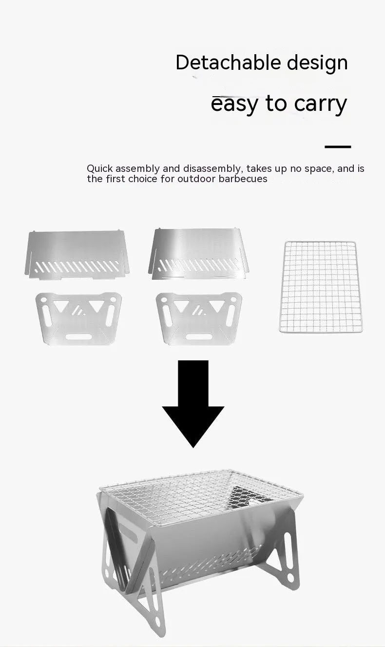 Folding stainless steel barbecue oven with large grill plate and storage bag