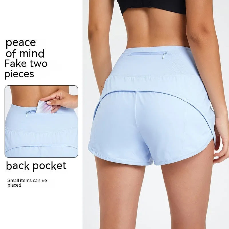 Women's high waist nylon fitness shorts in three colours with quick-dry fabric for summer sports