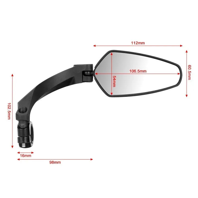 Black PMMA acrylic bicycle rearview mirror for mountain bike handlebars