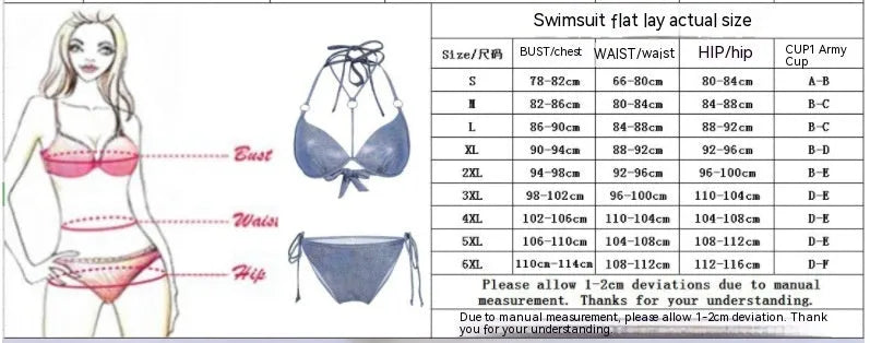 Blue women's printed split bikini swimsuit with triangle top and briefs shorts