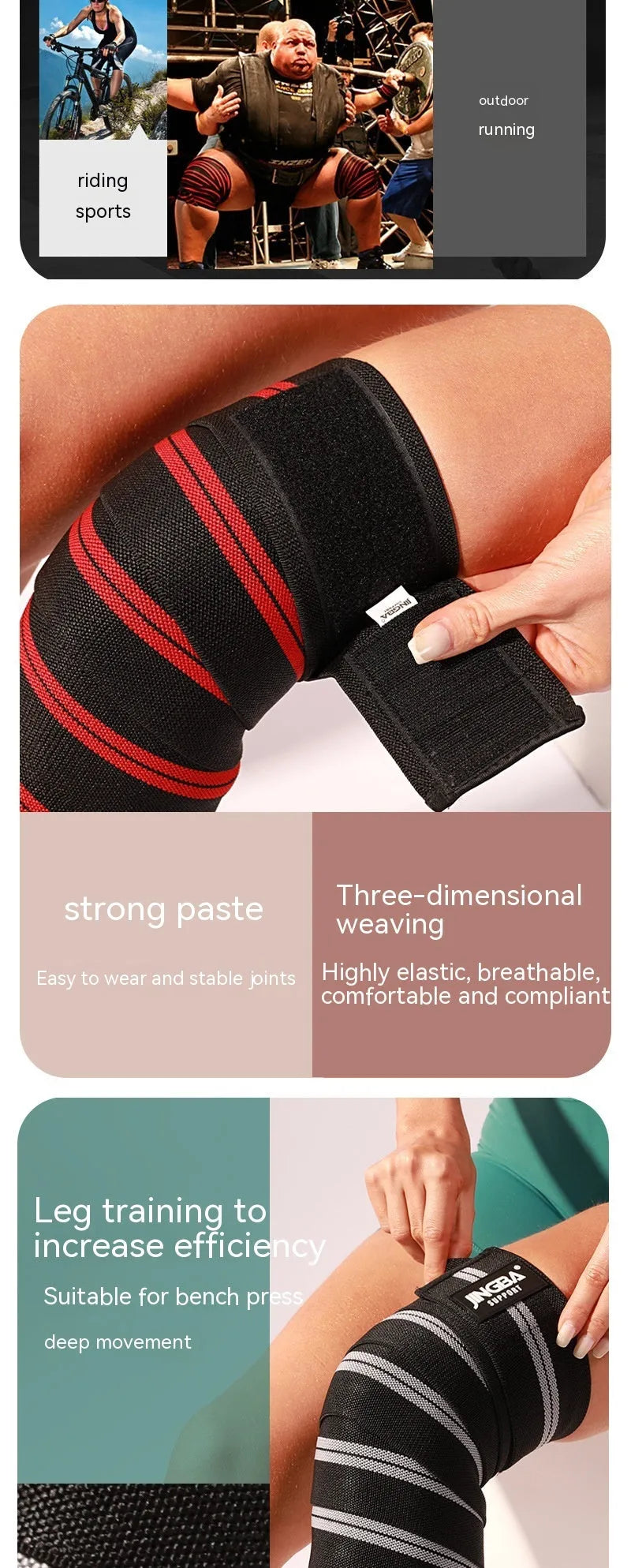 Adjustable adult knee pads for multi-sport use including weightlifting and cycling, shown in blue colour