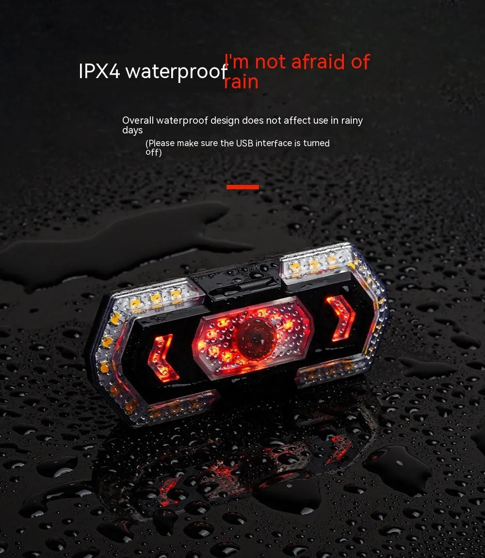 Black wireless remote control LED turn signal taillight with USB charging port