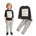 Boys' casual cotton two-piece set with long sleeve t-shirt and pants, letter print design.
