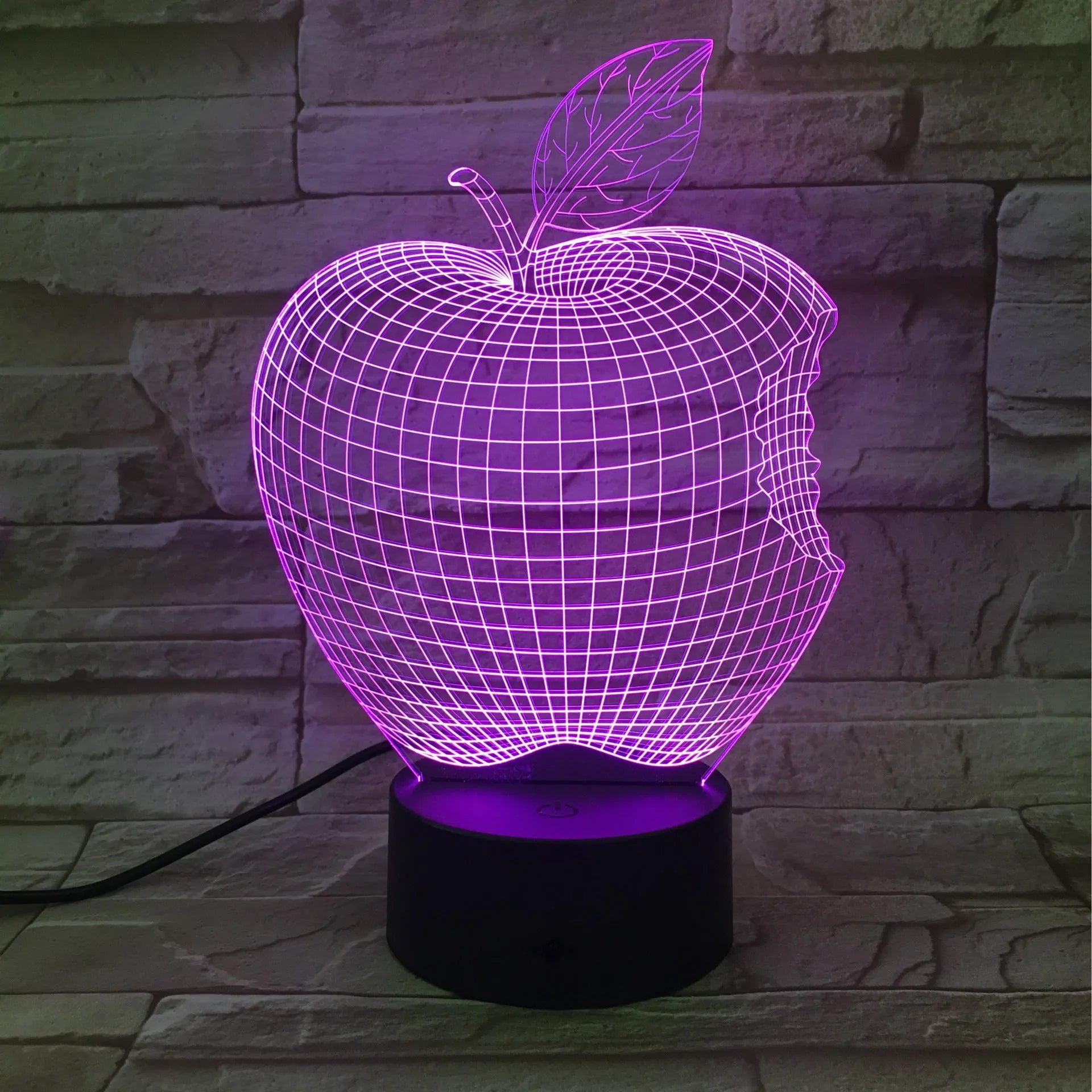 3D fruit colourful LED night light with touch control and acrylic shade showing seven colour options