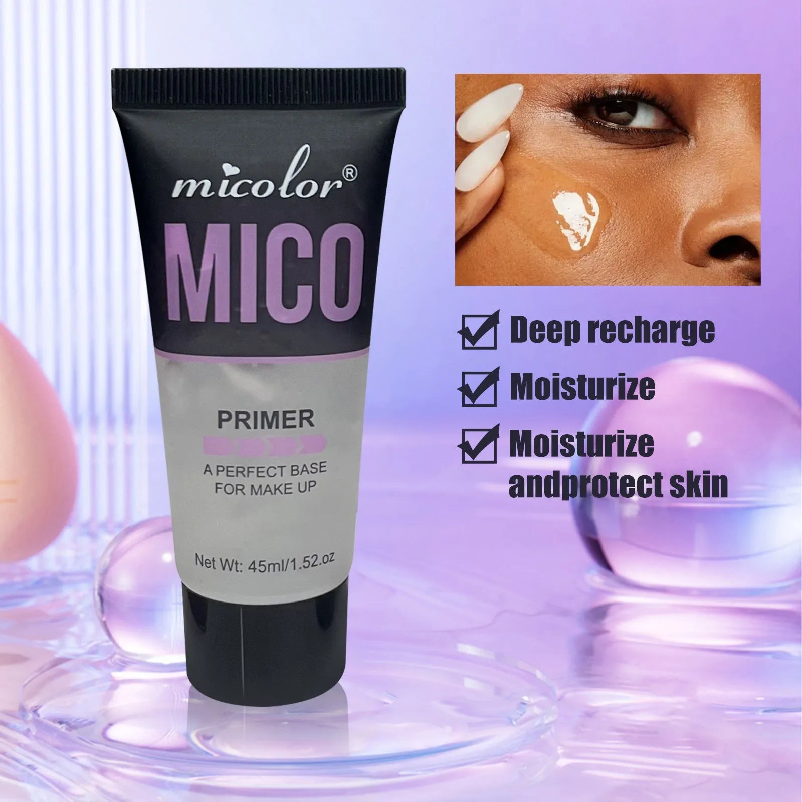 Makeup primer and setting spray duo with 45ml primer lotion and 40ml finishing spray