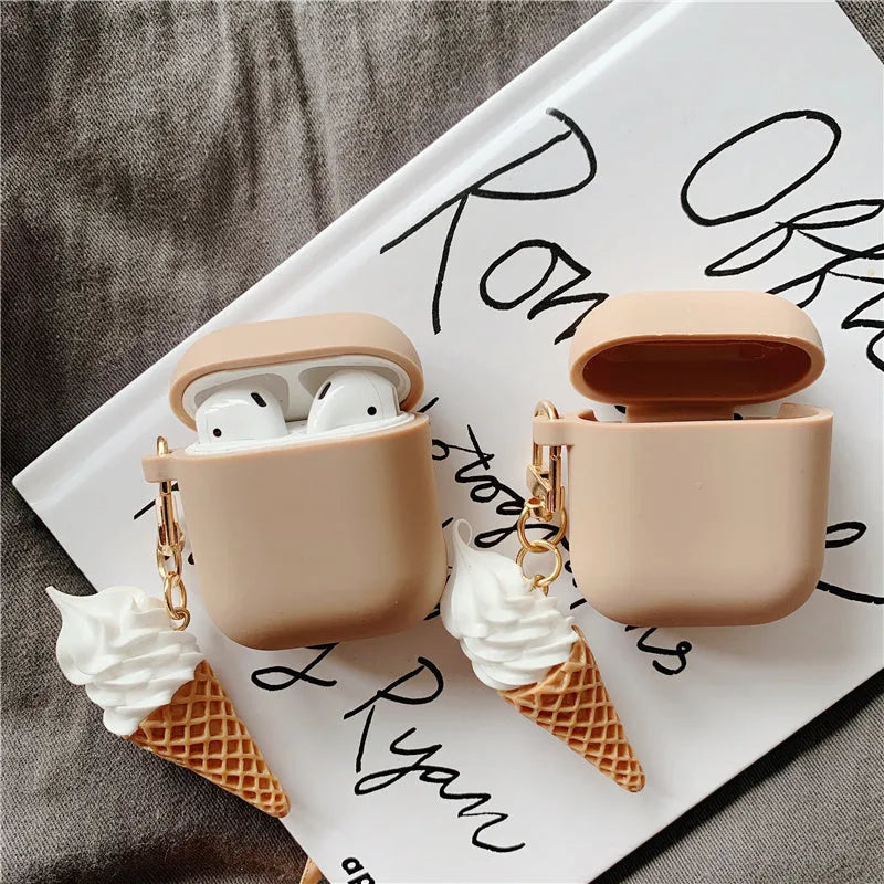 Colourful cylinder ice cream design silicone protective case for Apple AirPods 2 wireless earbuds