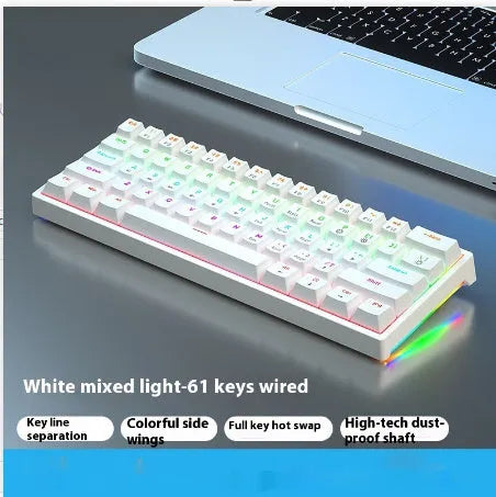 61-key compact mechanical keyboard with wired hot-plug design in multiple colour options