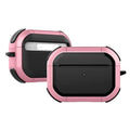 Hard protective shell case for Apple AirPods shown in multiple colours: black, red, pink, green, and yellow.