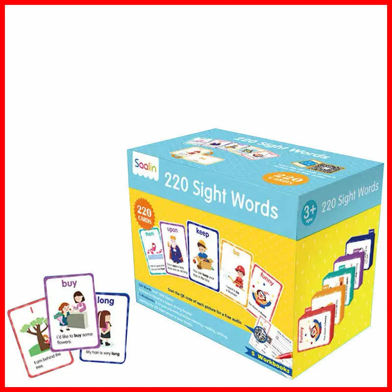 220 high frequency word flashcards with five interactive workbooks for early childhood education