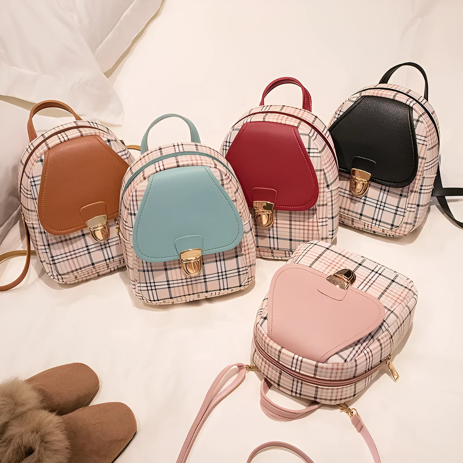 Black one shoulder diagonal PU leather phone bag worn across the body