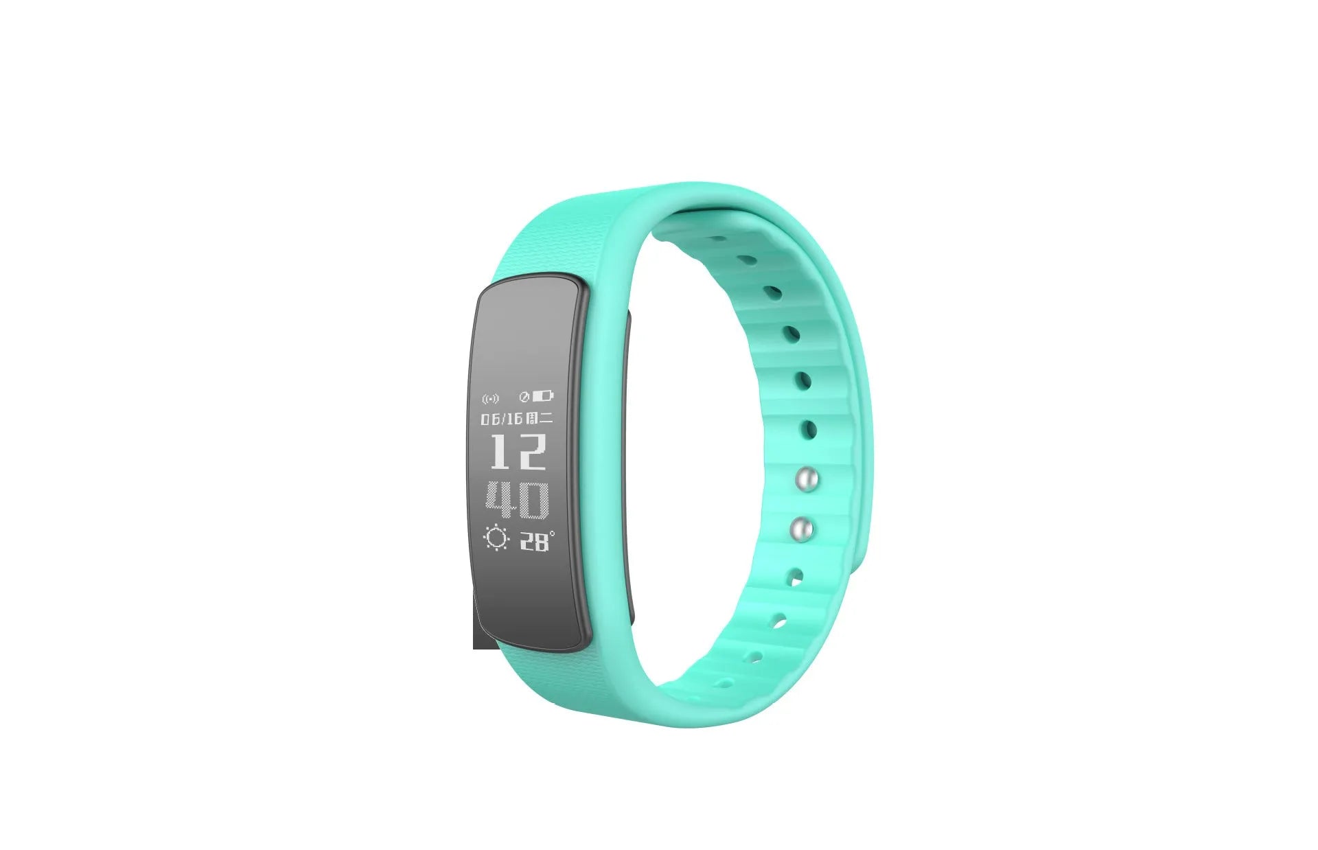 I6 smart sports bracelet with 0.96-inch screen shown in black colour on wrist