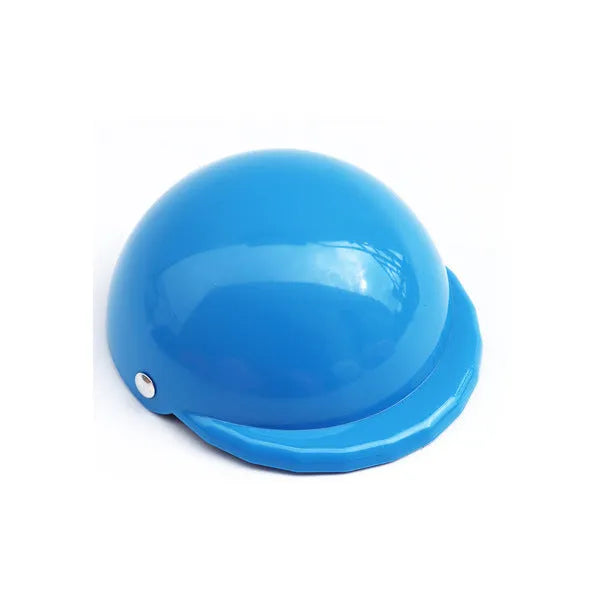 Solid colour plastic motorcycle cap helmet for dogs in pink, shown in small size.