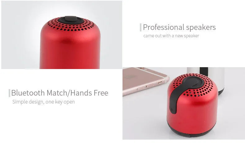 Hieha XQ11 cylindrical mini Bluetooth speaker in silver metal finish, showing compact size.