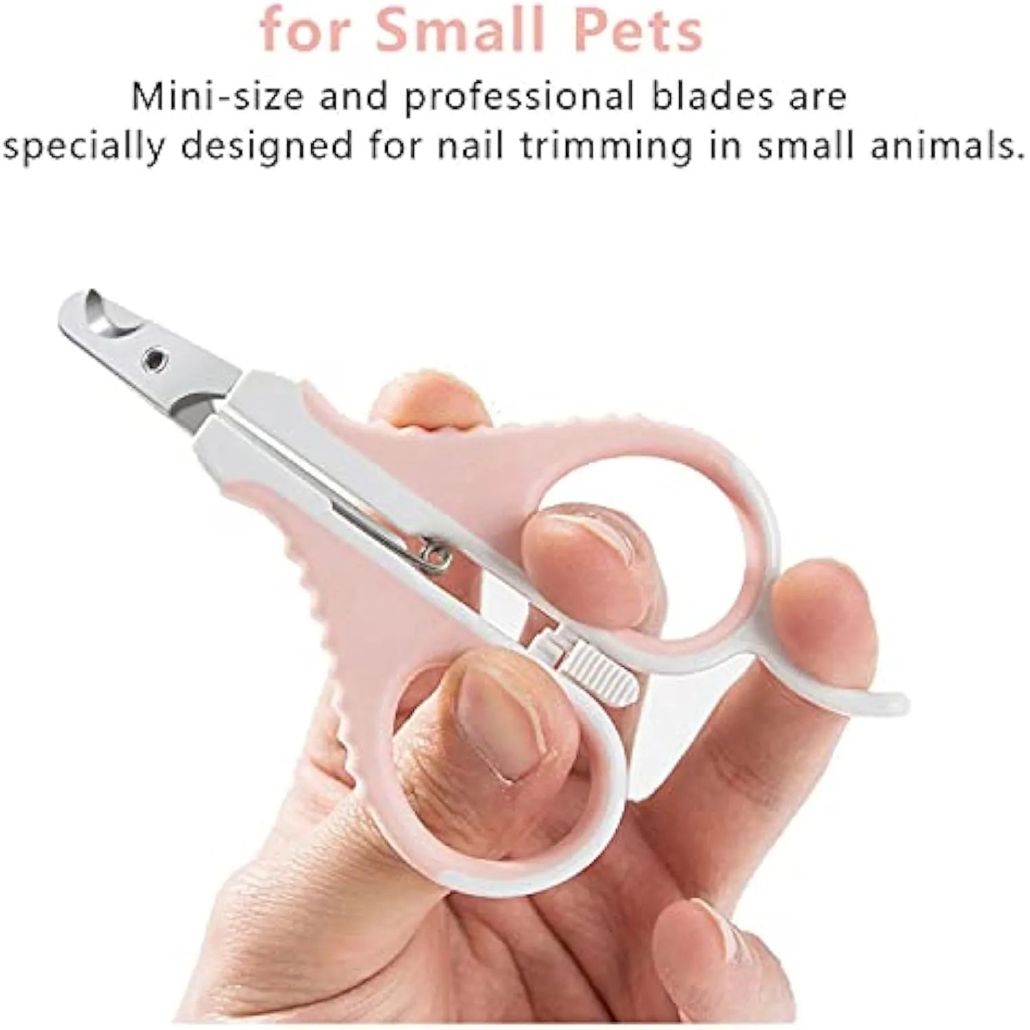 Angled blade cat nail clippers with safety lock in grey or pink for small pets