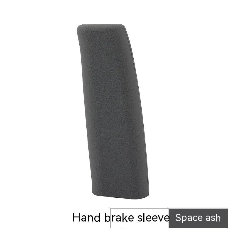 Universal silicone car handbrake sleeve in black, shown next to grey, beige, red, and blue colour options.