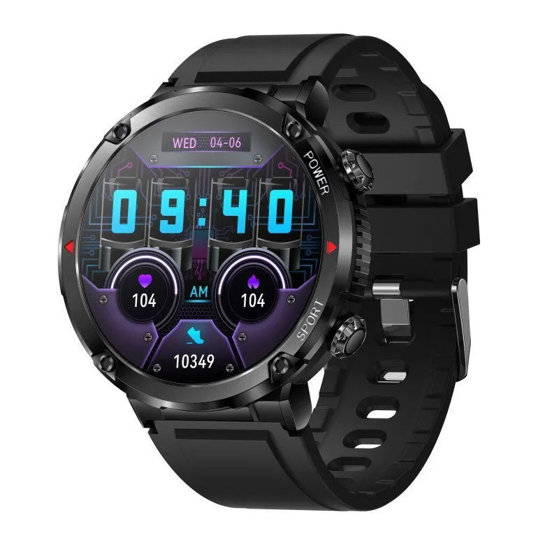 T30 Smart Watch with black silicone strap on a wrist, showing the large IPS touch screen display.