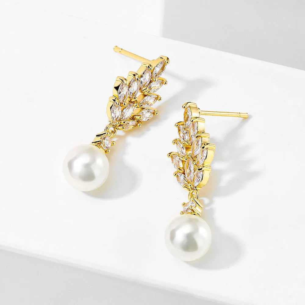 Geometric flower earrings with micro zircon detailing in gold, platinum and rose gold plating