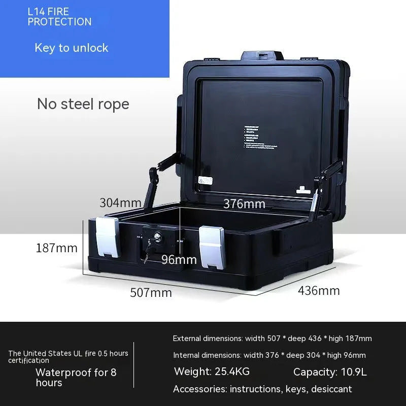 Compact L12 Mechanical 6500G portable steel safe with dual keys and anti-drill plate.