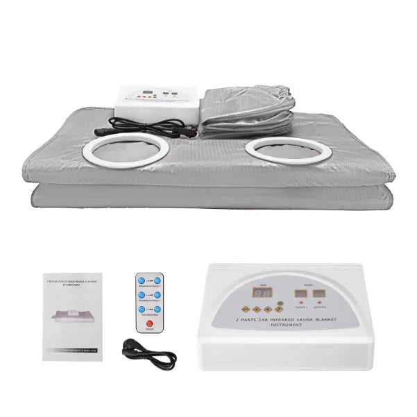 Electric blanket sauna slimming 650W portable anti-static grey polyester wool flannel Oxford cloth PVC with sleeves and remote