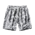 Men's black corduroy camouflage pattern athletic shorts with a high waist and straight-leg design on a mannequin.