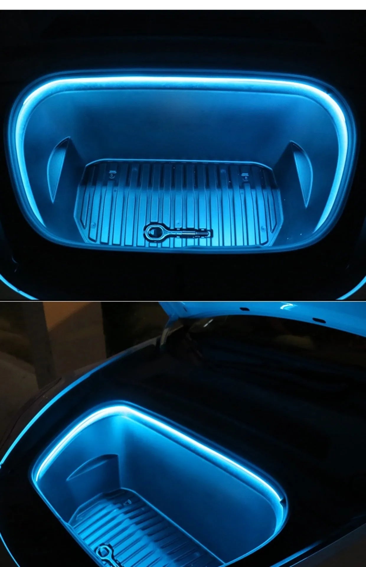 Tesla Model 3/Y front centre console ambience light modification kit with soft silicone light bar in three colour options