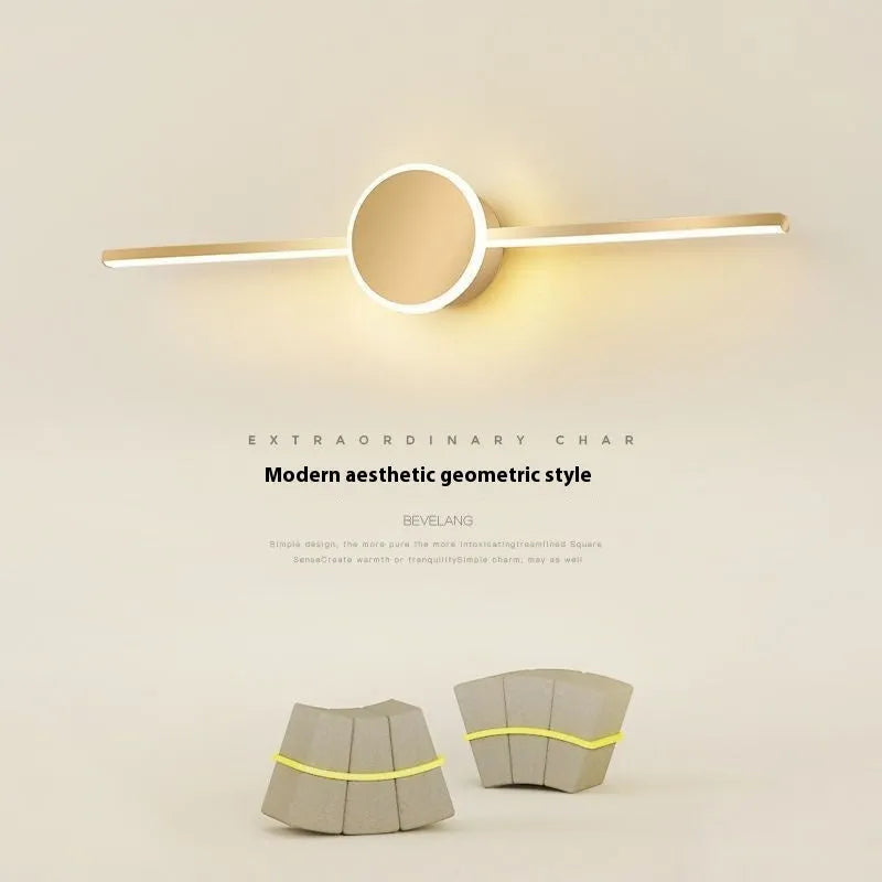 LED makeup light dressing lamp mounted on bathroom mirror front, gold finish, simple modern style