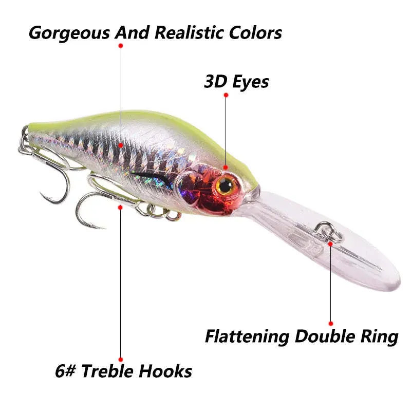 10.5cm floating rock minnow fishing lure with long tongue board in various colour options