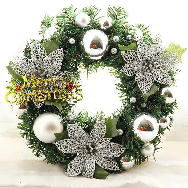 30cm multicolour plastic Christmas wreath decoration suitable for indoor outdoor door hanging